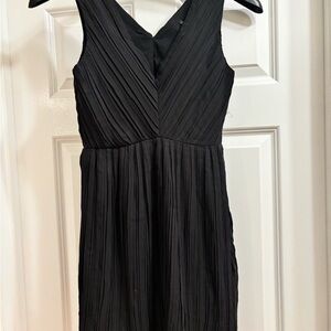 THEORY Pleated Black Silk Cocktail Dress Blair Bubble Hem V-Neck